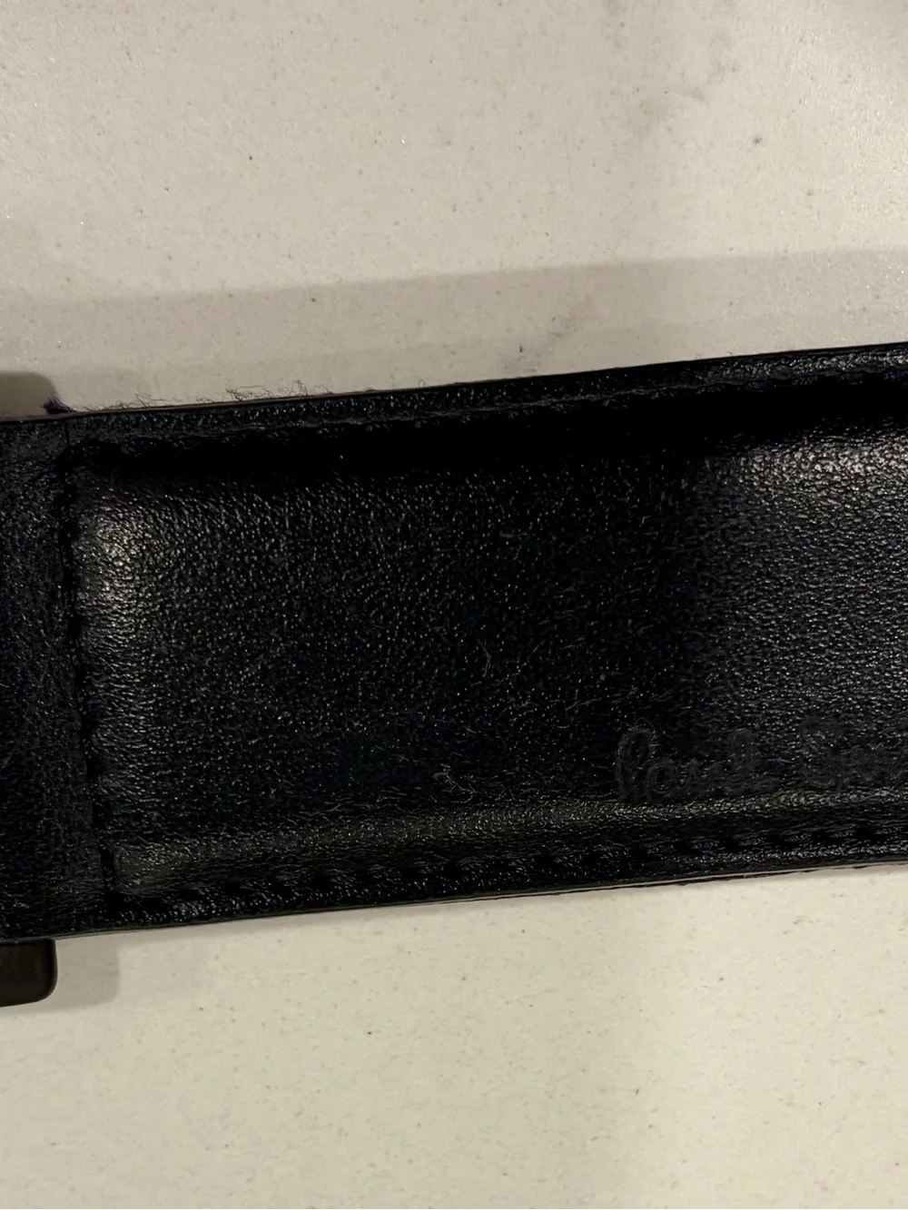 Paul Smith Signature Stripe Webbing Belt Black Leather Trim Matte D-Ring Size 38
